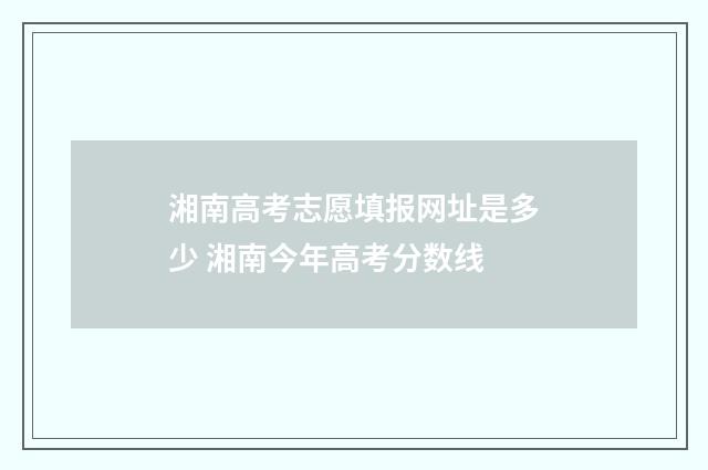 湘南高考志愿填报网址是多少 湘南今年高考分数线