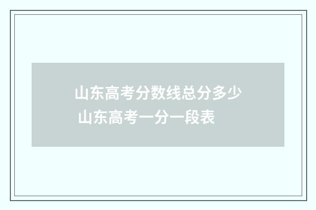山东高考分数线总分多少 山东高考一分一段表