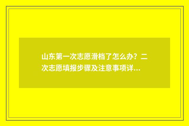 山东第一次志愿滑档了怎么办？二次志愿填报步骤及注意事项详解 山东第一次志愿滑档了怎么办