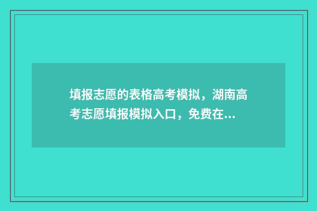 填报志愿的表格高考模拟，湖南高考志愿填报模拟入口，免费在线模拟填报志愿 填报志愿的表格怎么填