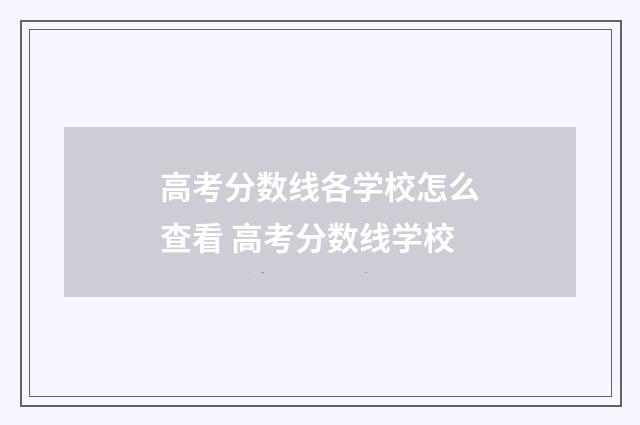 高考分数线各学校怎么查看 高考分数线学校
