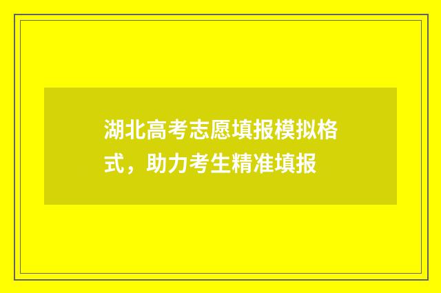 湖北高考志愿填报模拟格式，助力考生精准填报