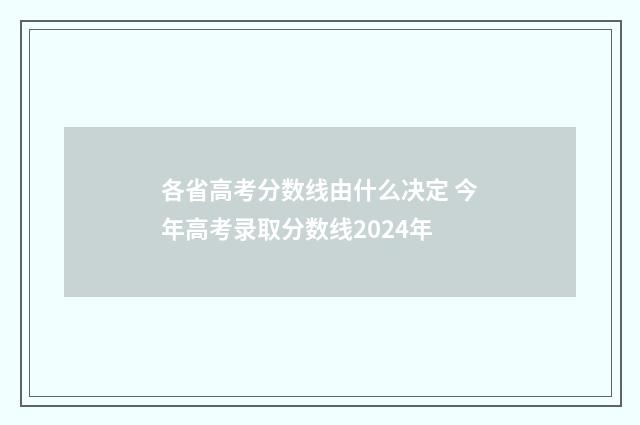 各省高考分数线由什么决定 今年高考录取分数线2024年