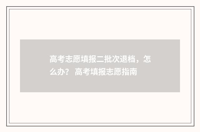 高考志愿填报二批次退档，怎么办？ 高考填报志愿指南