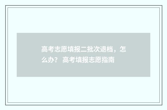 高考志愿填报二批次退档，怎么办？ 高考填报志愿指南