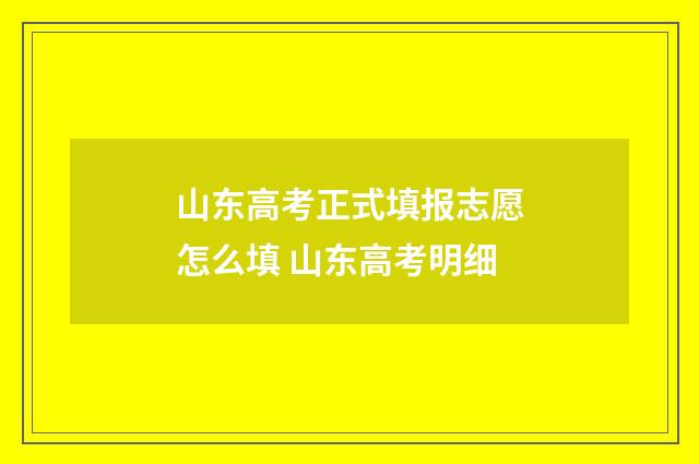 山东高考正式填报志愿怎么填 山东高考明细