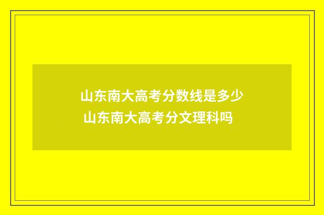 山东南大高考分数线是多少 山东南大高考分文理科吗