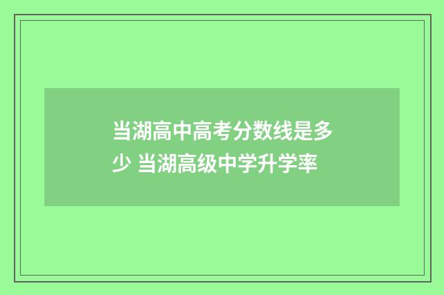 当湖高中高考分数线是多少 当湖高级中学升学率