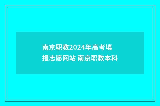 南京职教2024年高考填报志愿网站 南京职教本科