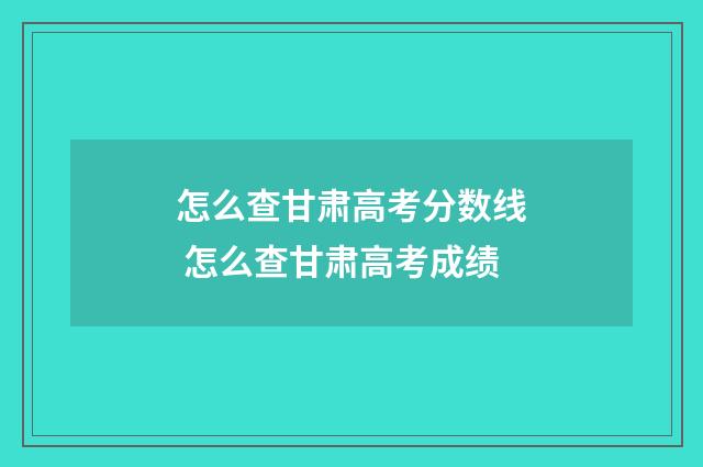 怎么查甘肃高考分数线 怎么查甘肃高考成绩