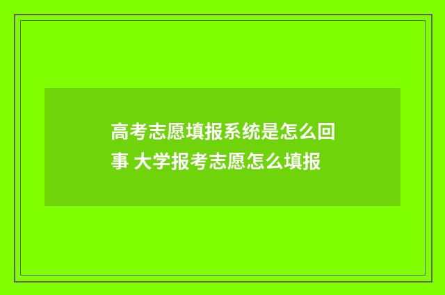 高考志愿填报系统是怎么回事 大学报考志愿怎么填报