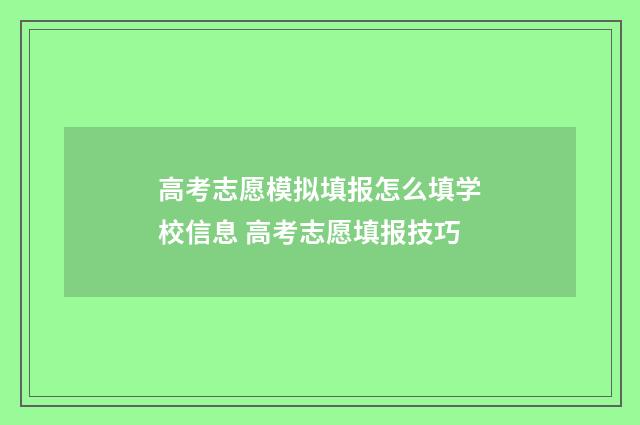 高考志愿模拟填报怎么填学校信息 高考志愿填报技巧