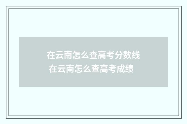 在云南怎么查高考分数线 在云南怎么查高考成绩