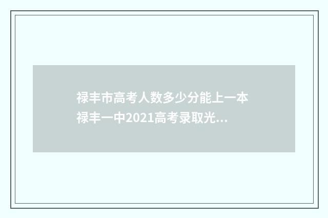 禄丰市高考人数多少分能上一本 禄丰一中2021高考录取光荣榜
