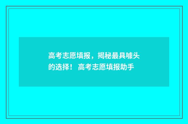 高考志愿填报，揭秘最具噱头的选择！ 高考志愿填报助手