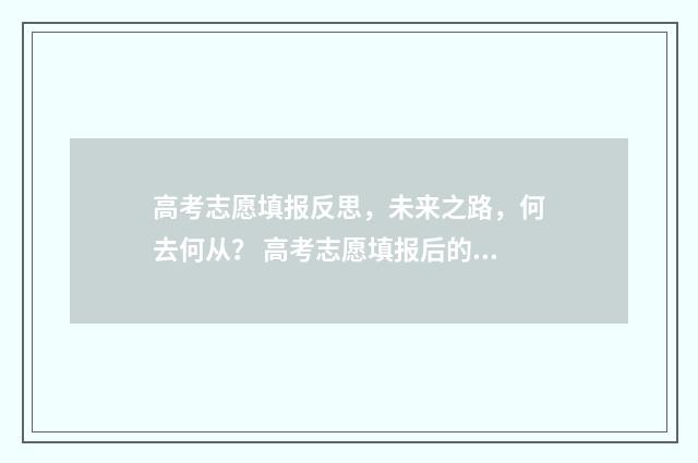 高考志愿填报反思，未来之路，何去何从？ 高考志愿填报后的页面