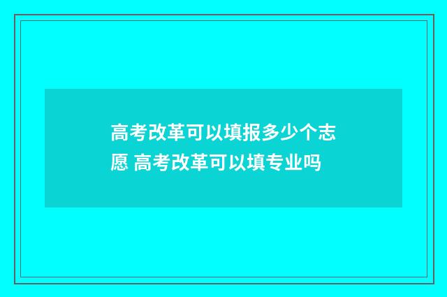高考改革可以填报多少个志愿 高考改革可以填专业吗