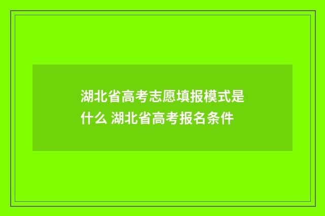湖北省高考志愿填报模式是什么 湖北省高考报名条件