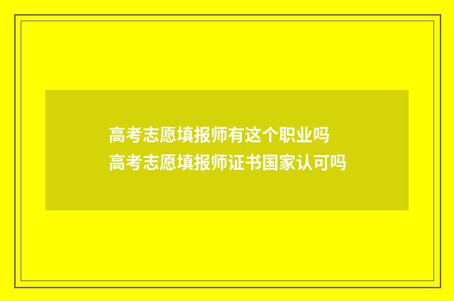 高考志愿填报师有这个职业吗 高考志愿填报师证书国家认可吗
