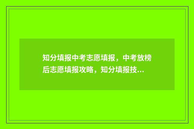 知分填报中考志愿填报，中考放榜后志愿填报攻略，知分填报技巧一网打尽 知用中学中考成绩