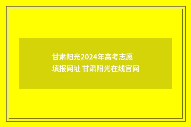 甘肃阳光2024年高考志愿填报网址 甘肃阳光在线官网