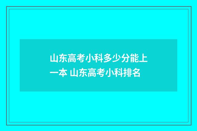 山东高考小科多少分能上一本 山东高考小科排名