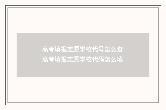 高考填报志愿学校代号怎么查 高考填报志愿学校代码怎么填