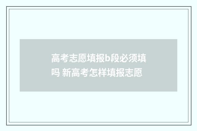 高考志愿填报b段必须填吗 新高考怎样填报志愿