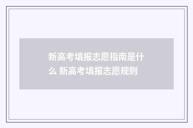 新高考填报志愿指南是什么 新高考填报志愿规则
