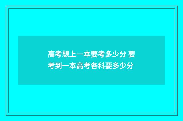 高考想上一本要考多少分 要考到一本高考各科要多少分