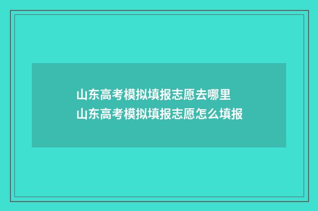 山东高考模拟填报志愿去哪里 山东高考模拟填报志愿怎么填报