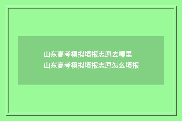 山东高考模拟填报志愿去哪里 山东高考模拟填报志愿怎么填报