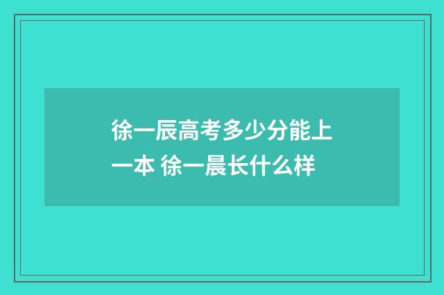 徐一辰高考多少分能上一本 徐一晨长什么样