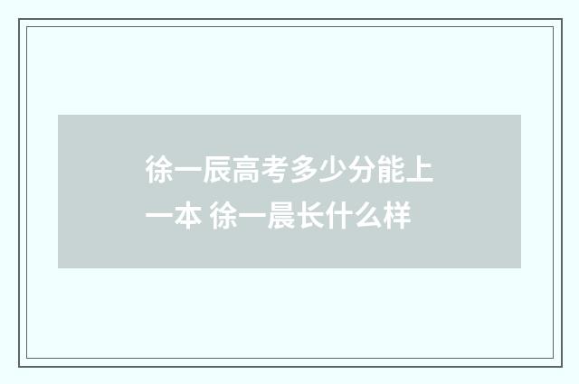 徐一辰高考多少分能上一本 徐一晨长什么样