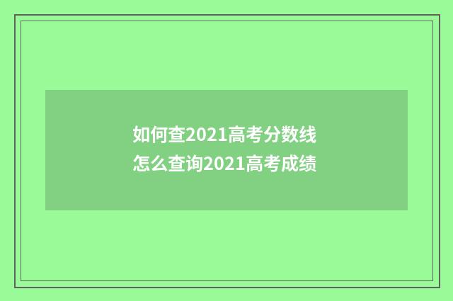 如何查2021高考分数线 怎么查询2021高考成绩
