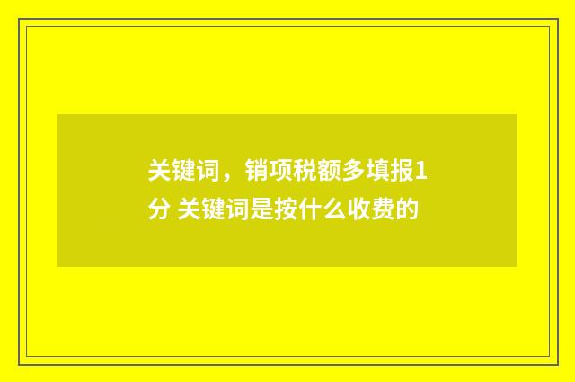 关键词，销项税额多填报1分 关键词是按什么收费的