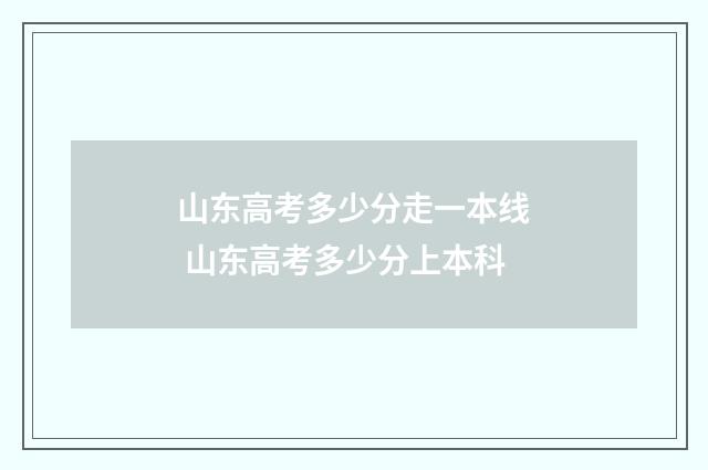 山东高考多少分走一本线 山东高考多少分上本科