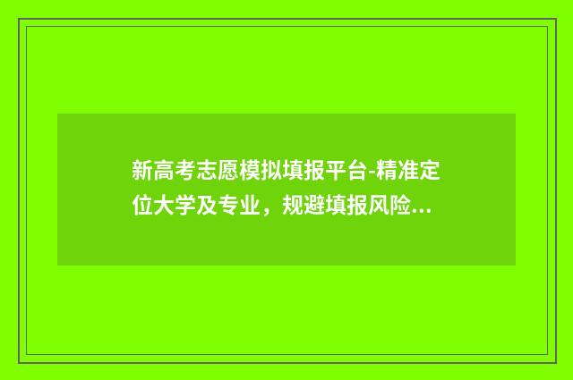新高考志愿模拟填报平台-精准定位大学及专业，规避填报风险 新高考志愿模拟辅助器