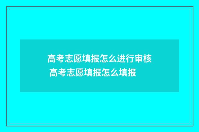 高考志愿填报怎么进行审核 高考志愿填报怎么填报