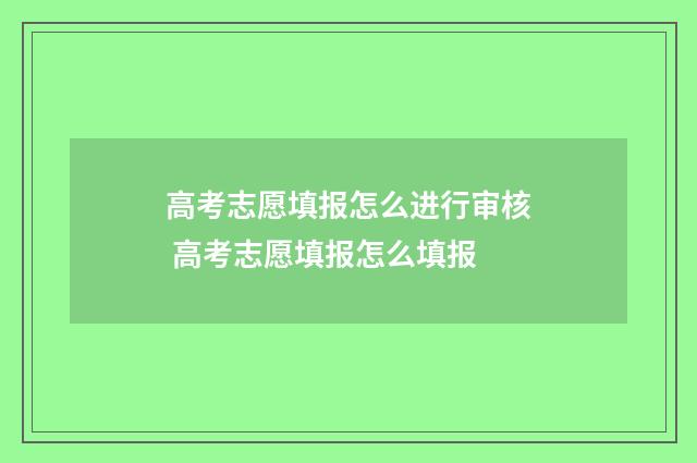 高考志愿填报怎么进行审核 高考志愿填报怎么填报