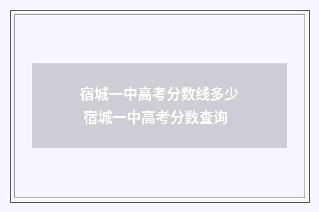 宿城一中高考分数线多少 宿城一中高考分数查询