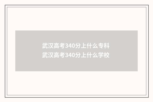 武汉高考340分上什么专科 武汉高考340分上什么学校