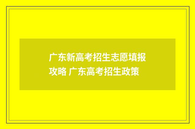 广东新高考招生志愿填报攻略 广东高考招生政策