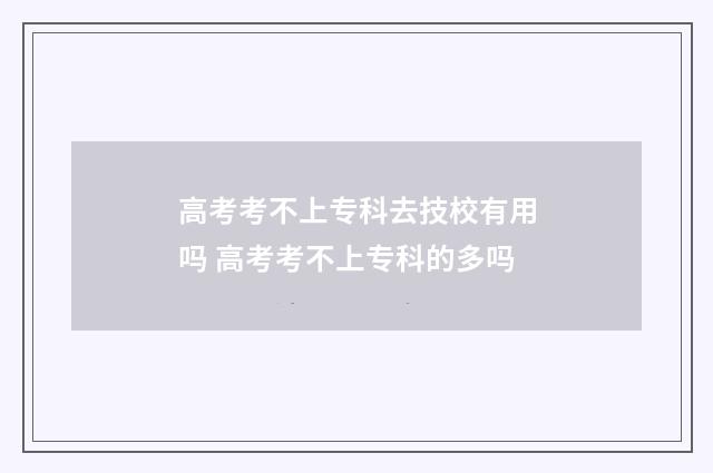 高考考不上专科去技校有用吗 高考考不上专科的多吗