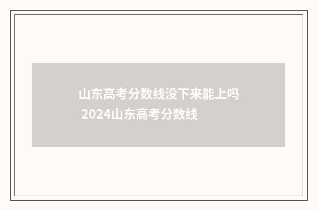 山东高考分数线没下来能上吗 2024山东高考分数线