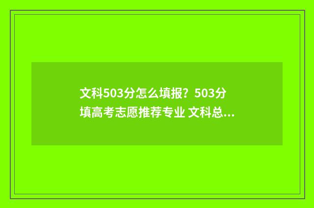 文科503分怎么填报？503分填高考志愿推荐专业 文科总分530能上什么大学