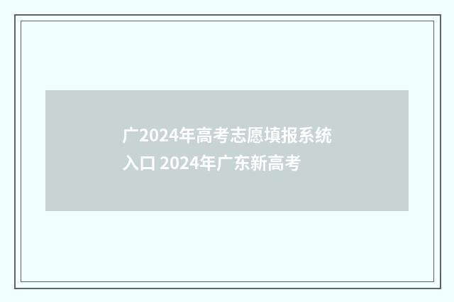广2024年高考志愿填报系统入口 2024年广东新高考