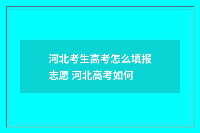 河北考生高考怎么填报志愿 河北高考如何