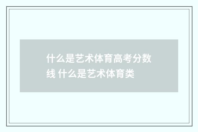 什么是艺术体育高考分数线 什么是艺术体育类