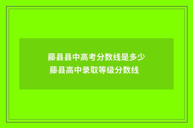 藤县县中高考分数线是多少 藤县高中录取等级分数线